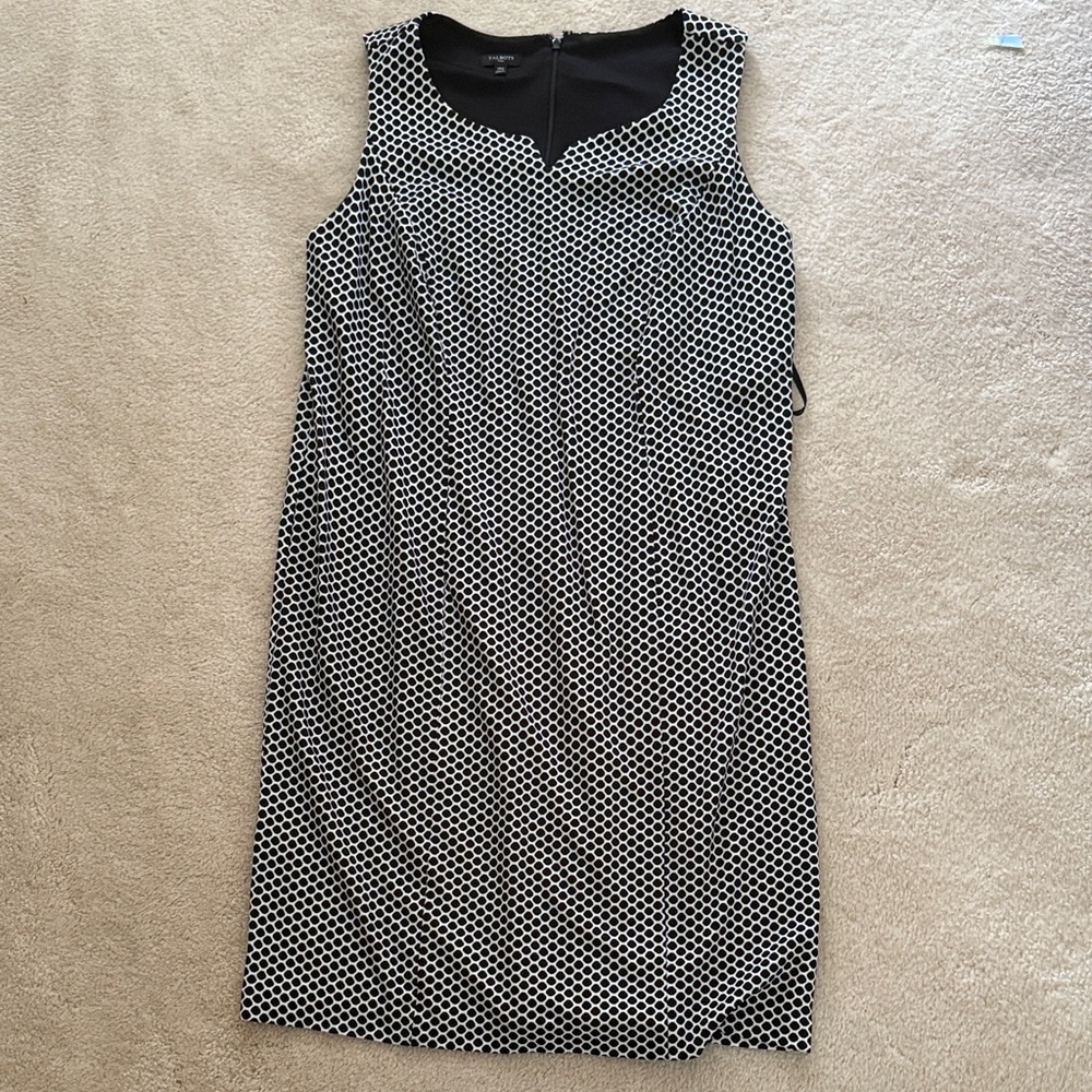 Talbots Plus Black & White Geometric Sleeveless Sheath Dress – Size 14W